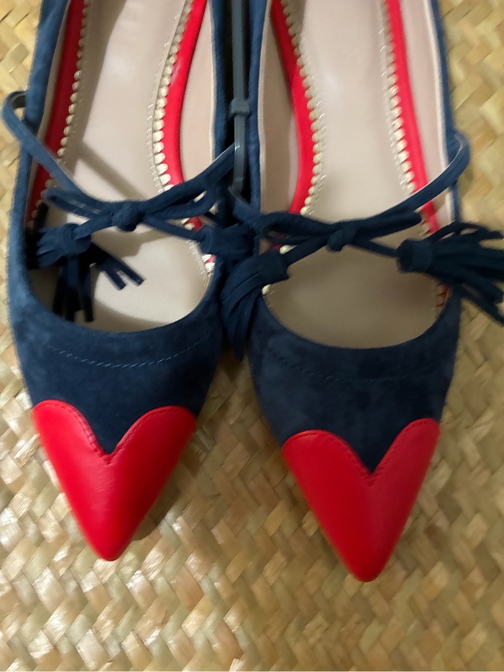 Boden Red Leather and Blue Suede Flats Size US 6 EU 36 - Picture 7 of 8